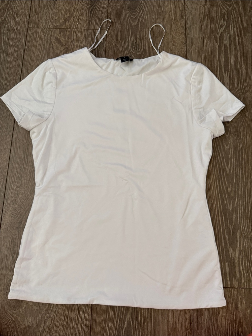 Halogen White Short Sleeve Top with Spaghetti Strap Detail